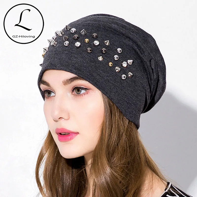 

2018 Winter Hats For Women Beanies Cotton Blended Hip Hop Caps Slouch Warm Hat Festival Girls Turban Cap Solid Color Bonnet Hats