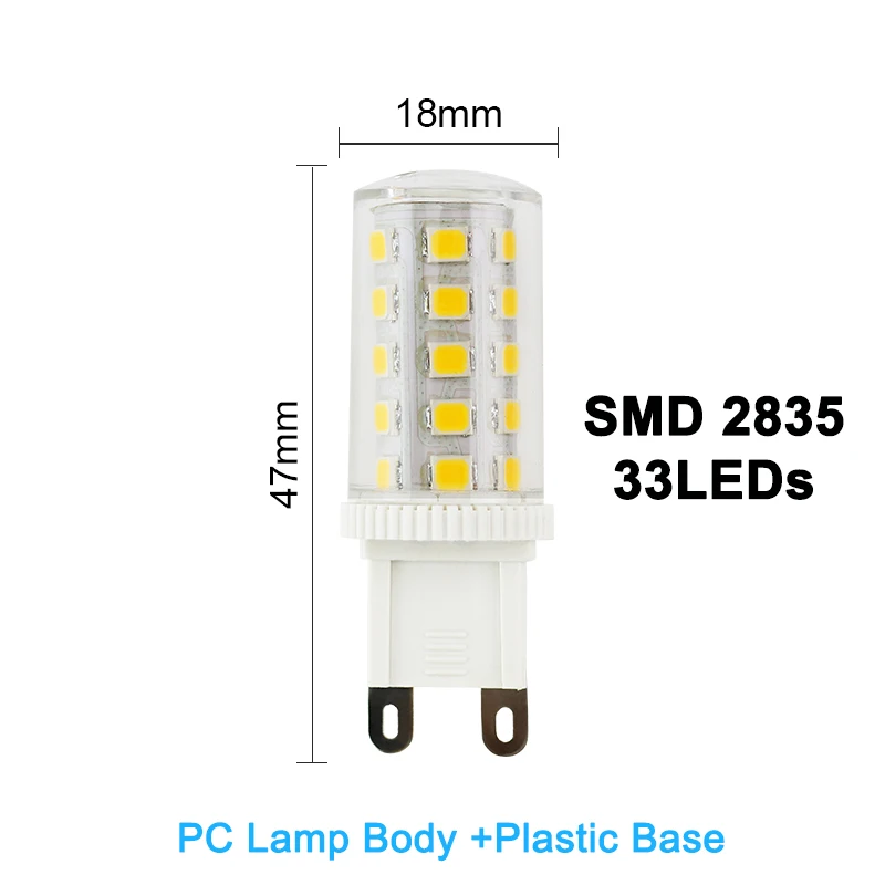 Светодиодный светильник G9, 220 В, 10 Вт, 15 Вт, мини светодиодный светильник G9, керамический Кристалл, высокая мощность, высокий коэффициент пропускания, 360 градусов, G9 светильник - Испускаемый цвет: SMD2835 33Leds