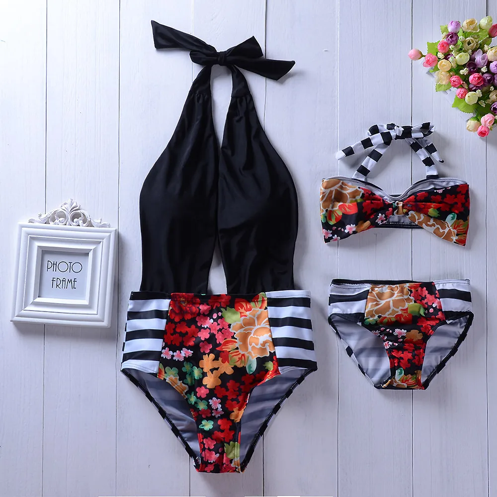 

Matching Mother Daughter Swimwear Clothes Family Look Mom And Daughter Swimsuit Stripe Family Matching Mommy and Me Clothes