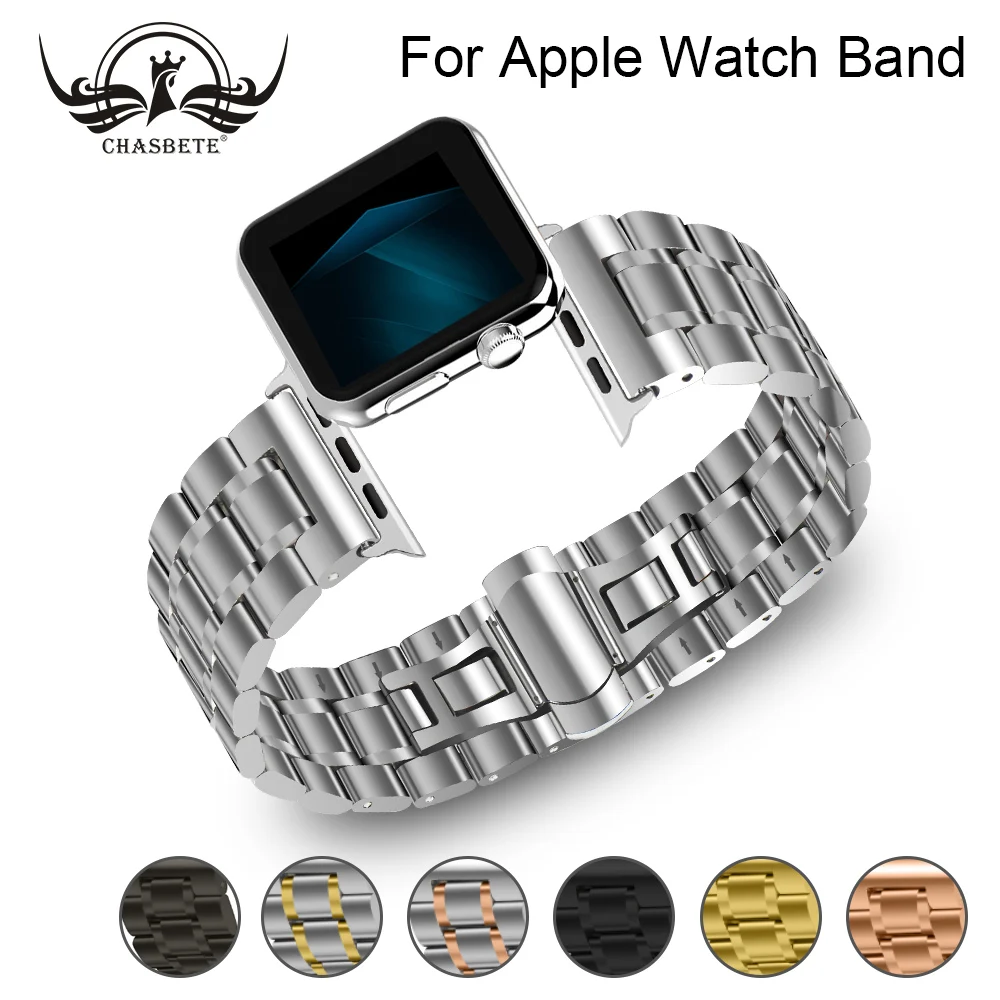 Ремешок из нержавеющей стали для Apple Watch Band 38 мм 42 мм 5 звеньев ремешок металлические умные часы браслет для Apple Watch Series 4 3 2 1