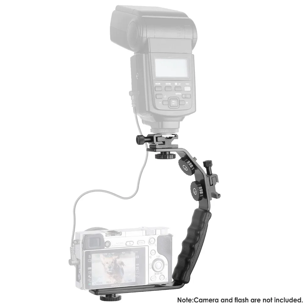 Neewer камера видео l-образный кронштейн вспышки с двойной вспышкой Холодный башмак крепление штатива винт универсальный ручной для камеры видеокамеры