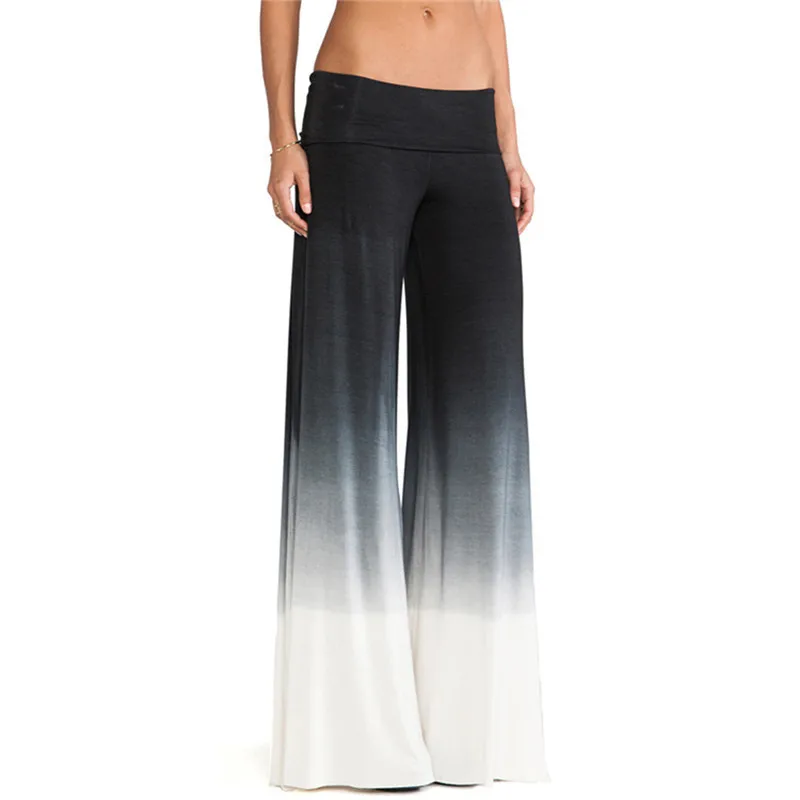 Summer Mid Elastic Waist Wide Leg Loose Pants Women Female