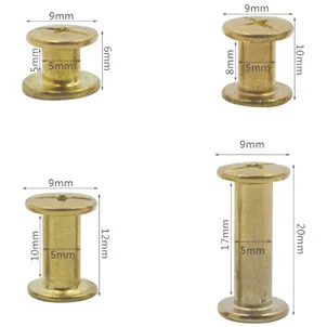 20 компл./лот 6/10/12/20 мм металлическое ремесло винтовые заклепки Латунное покрытие ногтей заклепки фото, скрапбукинг бухгалтерия винты Болт с заклепками