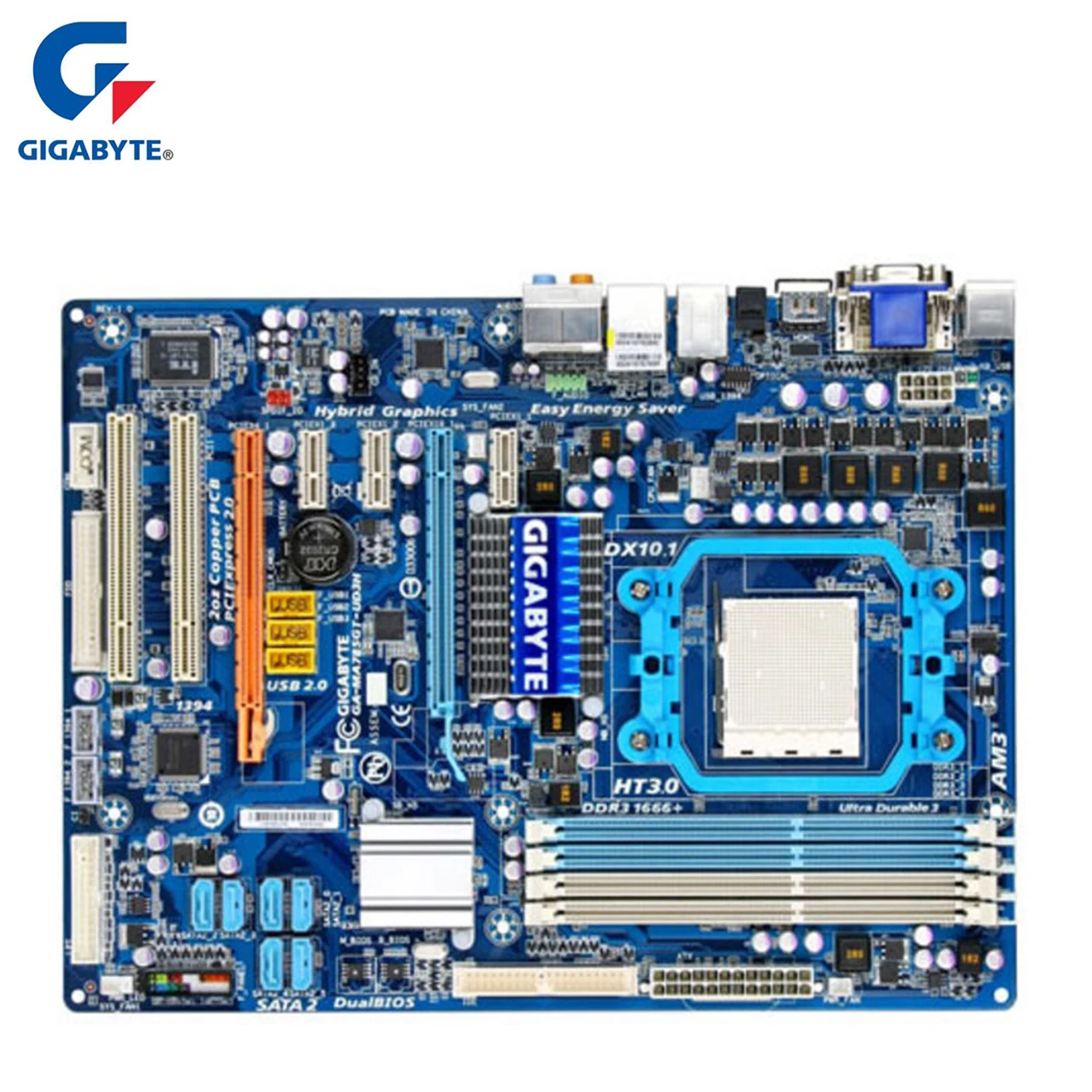 Gigabyte GA MA785GT UD3H материнская плата для AMD 785G DDR3 USB2.0 16GB Socket AM3 настольная
