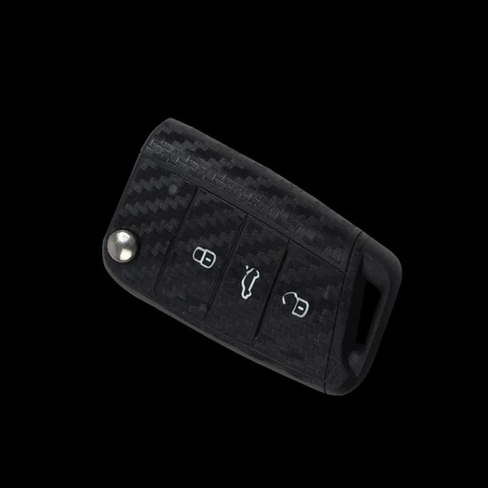 Carbon Fiber Film Car Key Cover Glue Sticker Trim Styling Shell Case For Volkswagen VW Golf 7 VII MK7 GTI Golf7 Skoda Octavia A7