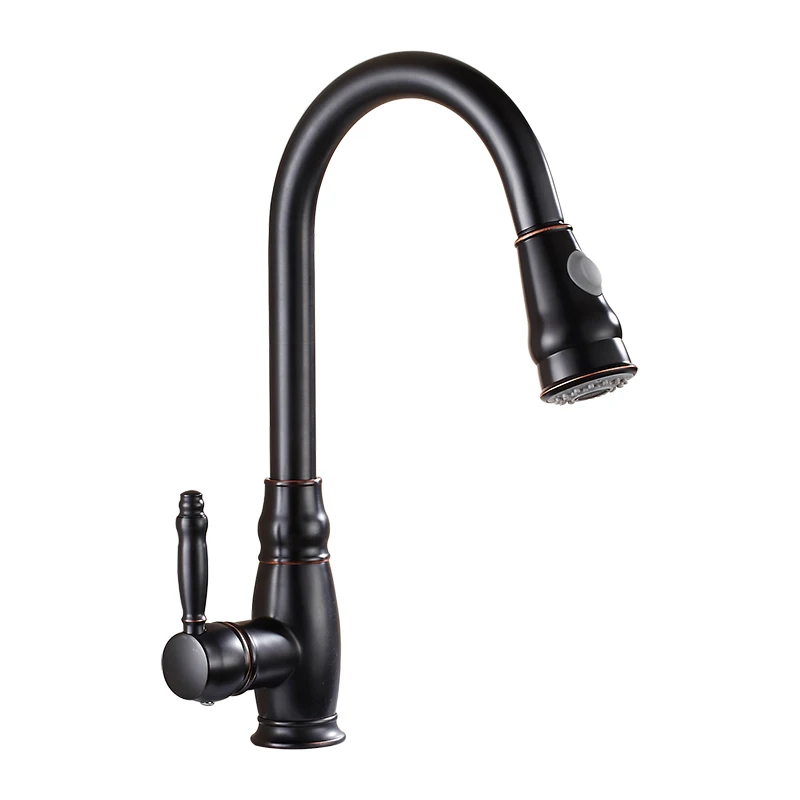  Kitchen Mixer Balck Pull Out Kitchen Faucet Deck Mount Kitchen Sink Faucet Mixer Cold Hot Water Tor - 33059263794