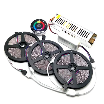 

IP20/IP65 Waterproof 5M/10M/15M 5050 RGB LED Strip Set With 7Keys Wireless RF touch Controller With 12V Power Supply Adapter