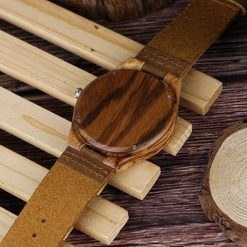 Top Gifts Wooden Watches for Men Vintage Coffee Unique Marble Dial Men's Watch Zebra Wood Green Quartz Analog Watch Reloj Hombre 2018 (12)