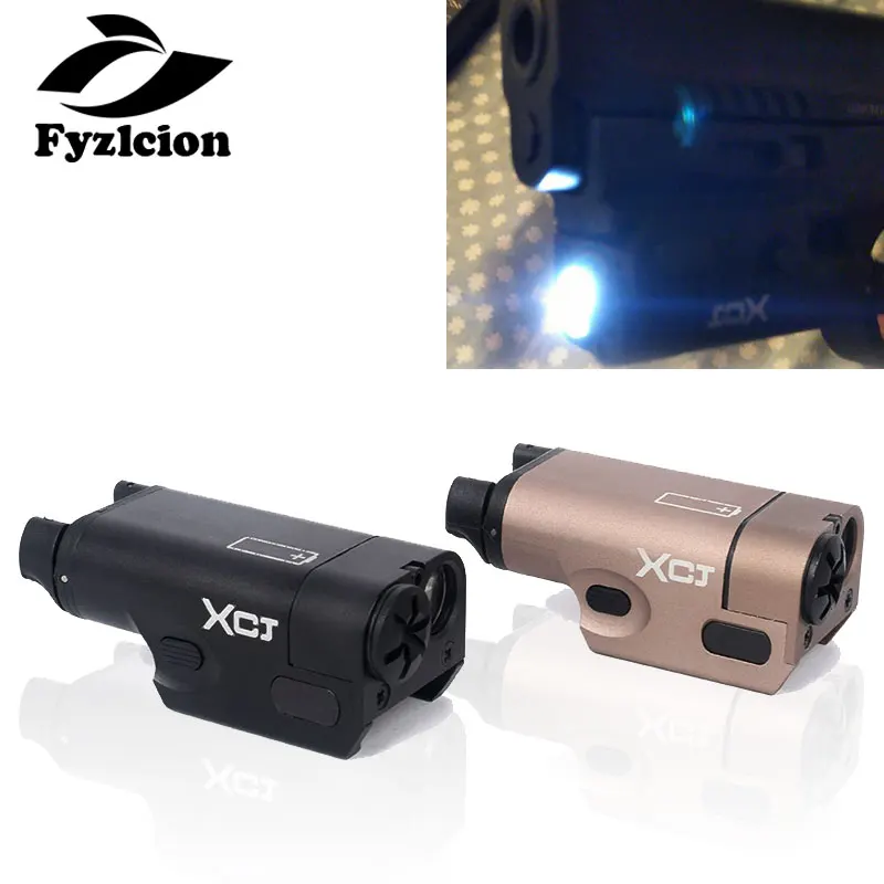 

Fyzlcion Tactical LED MINI Weapon Light XC2 Laser Light Compact Pistol Flashlight With Red Dot Laser 200 Lumens Airsoft Flashl