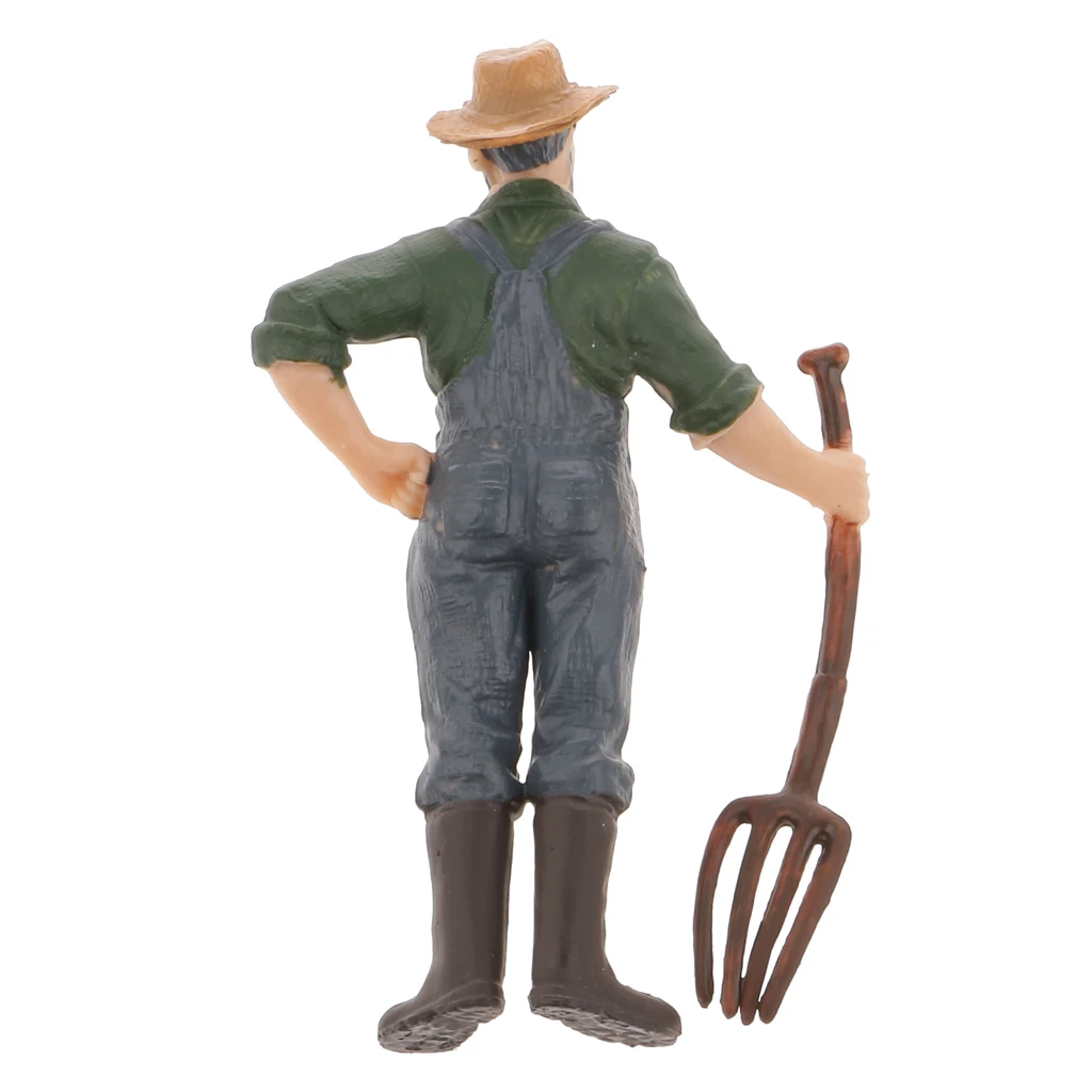 Magideal 1Pc Realistic Male Farmer People Figurine Model Action Figure Kids Children Toy Gift Collectible
