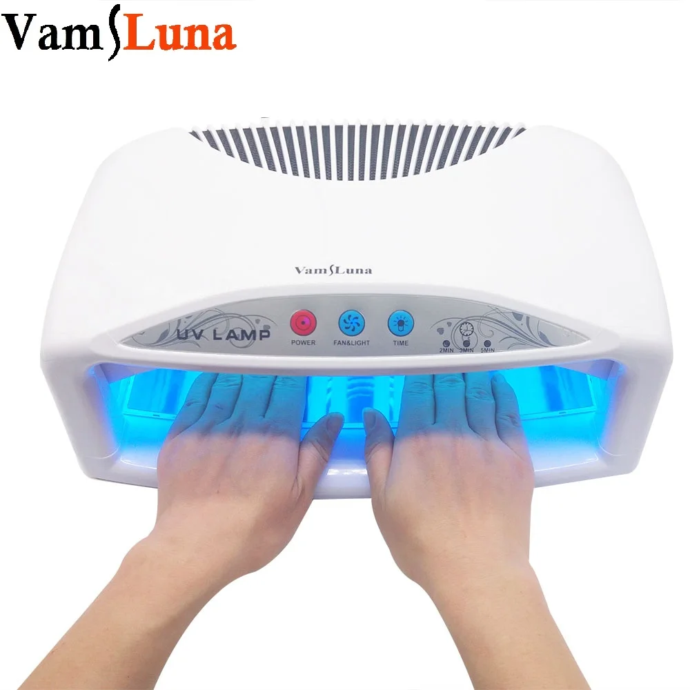Mãos com Ventilador Elétrica do Manicure para Curar a Ferramenta da Arte do Gel uv do Unha da Lâmpada 54w para 2 Gel do Unha com Parte Secador Temporizador Máquina Unha com Parte Inferior & do