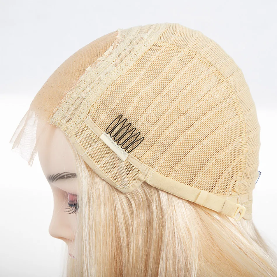 Bestsojoy блондинка короткие парики человеческих волос для черный Для женщин прямые Синтетические волосы на кружеве парик бразильский