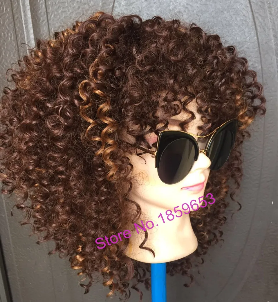 2016 Newest Medium Long afro Kinky Curly wig Synthetic wig for Black Women