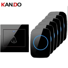 Кольцо 1 излучатель+ multприемники Опция беспроводной дверной звонок комплекты 110-220 в дверной звонок Водонепроницаемый 300 м дверной звонок черный колокольчик