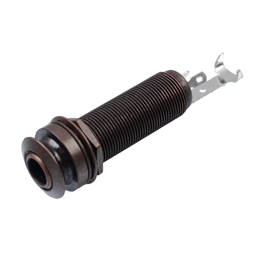 Brass Easy Install 1/4inch Cylinder Endpin Output Jack for Acoustic Guitar Great Replacement Parts 62mm Dark Black/Black  Color 