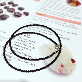 

NEW Natural Black Spinel 2-3mm Faceted 925 sterling silver Choker necklace 15inch