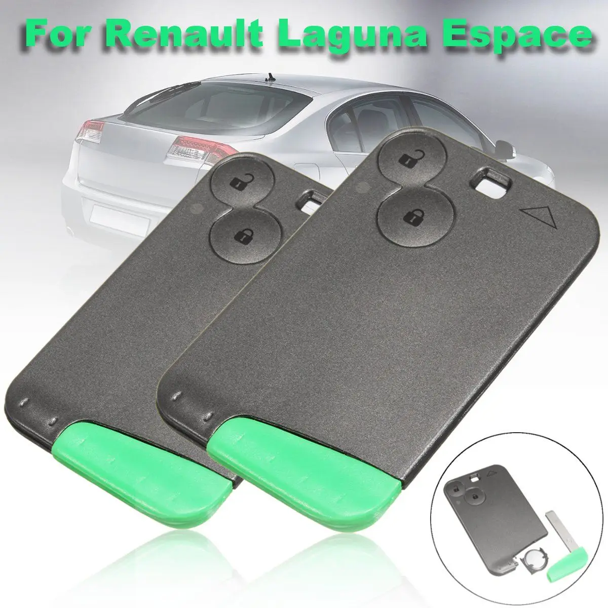 

2Pcs New Dark Grey 2 Button Lock Unlock Remote Key Card w/ Circuit Board For Renault Laguna Espace