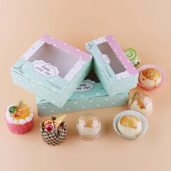 

20 pcs gift paper box with window wedding party heart tower kraft Paper box cake food packaging sweety candy cookies supplier
