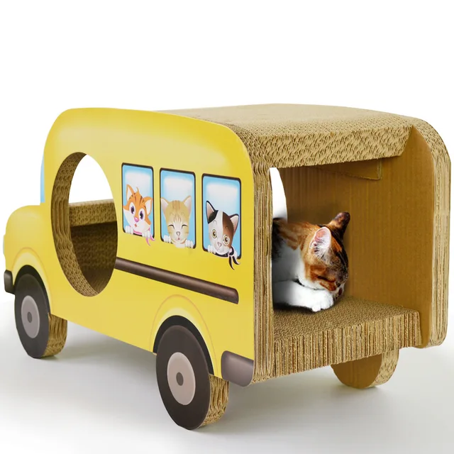 Cardboard Cat Scratcher Corrugated Paper Car Bus For Pet Cats Dogs
