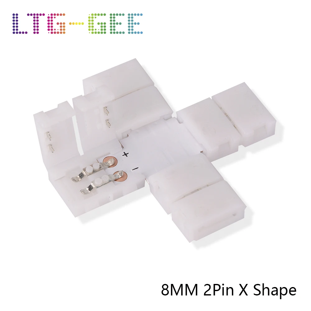 

LTG-GEE 5PCS Free Soldering LED Connector 2PIN 4PIN 5PIN X Shape Corner connector for 8mm&10mm LED Strip Light RGB RGBW RGBWW