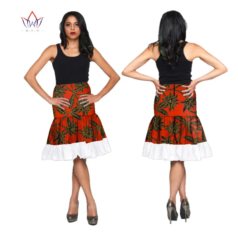 Африканские юбки для женщин Дашики длиной до колена юбка кружево и печать ткань сплайсинга традиционная летняя одежда WY1703