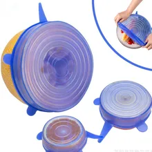 Горячая 6 шт Универсальная силиконовая крышка всасывания-чаша, сковорода для приготовления пищи эластичная крышка Силиконовая крышка для овощей и фруктов пленка для обертывания крышки чаши