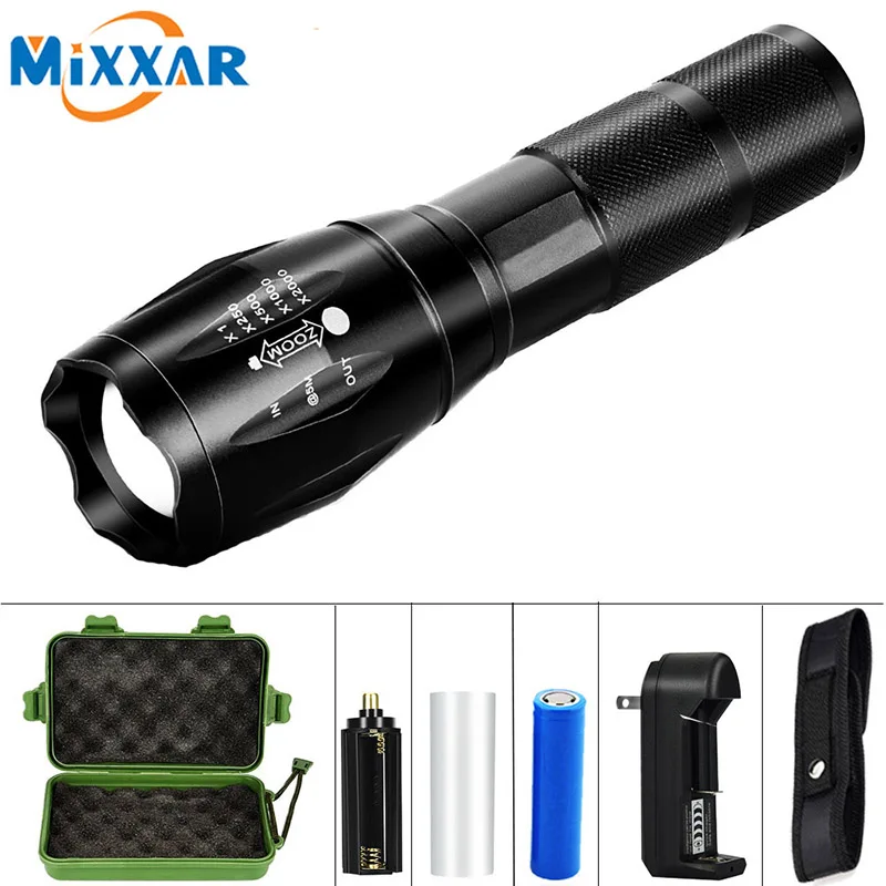 

12000LM T6 L2 V6 LED Flashlights Tactical Zoomable 5 Modes Rechargeable 18650 battery Q250 TL360 Torch Light Lantern Camping