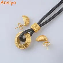 Anniyo маленький Эфиопский комплект ювелирных изделий для детей/девочек Веревка ожерелье и серьги золотого цвета Африканский эритрейский Habesha подарки#085706