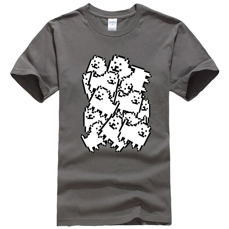 Горячая Для мужчин модные игры футболки Undertale надоедливая собака с принтами аниме, хлопковые повседневные футболки по индивидуальному заказу T321 - Цвет: Dark gray