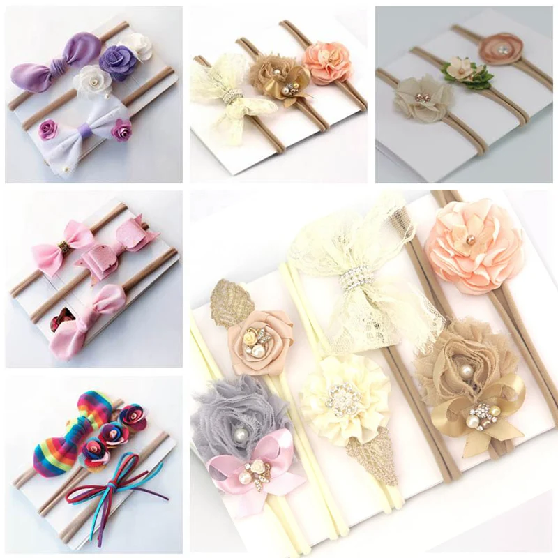 

3Pcs/Set Lace Flower Baby Headband Bows Kids Baby Girl Headbands Turban Elastic Children Hairband Haarband Baby Hair Accessories