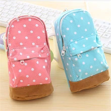 Cute Kawaii Dot Boys Pencil Case Fabric Pencil Bag Pen Box For Girls Office School Supplies