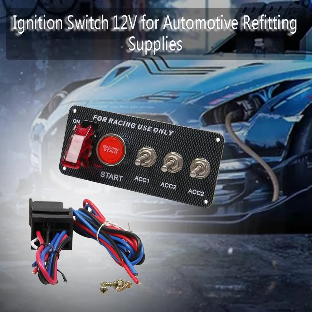 

Car Tuning Supplies Ignition Switch 12V Engine Start Button Switch Carbon Fiber Panel Car Modification Accessories