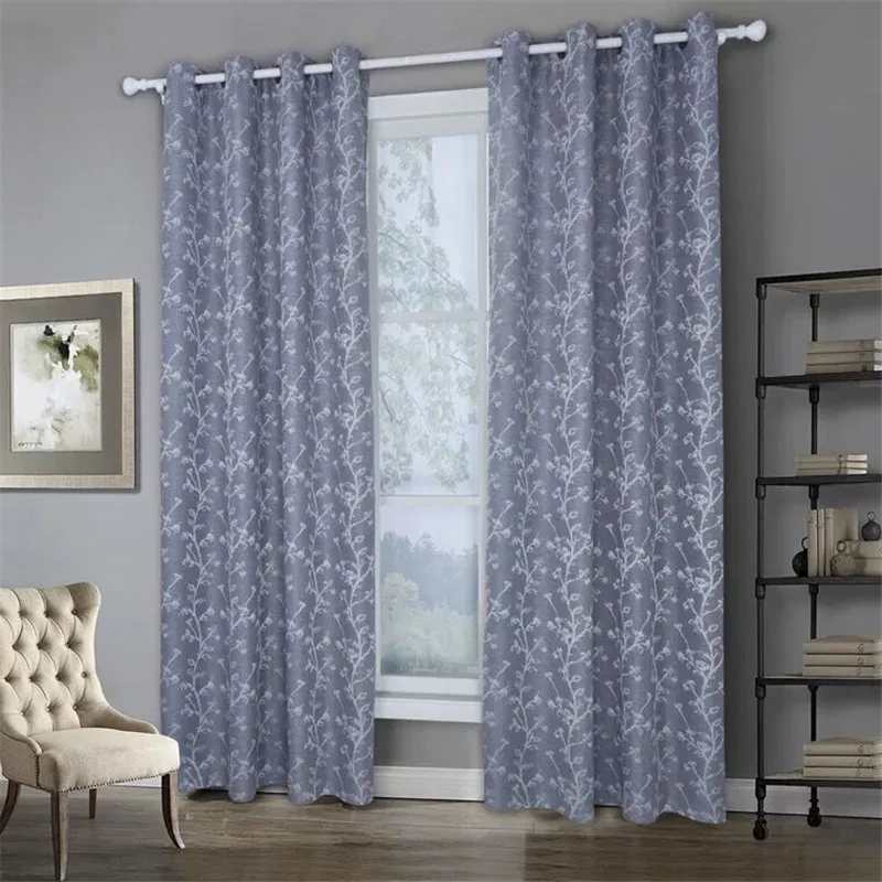 Xyzls estilo americano jacquard cortina del apagón para la ventana de la Sala Cortinas para dormitorio Drape Top con cortinas ojal 1 pieza