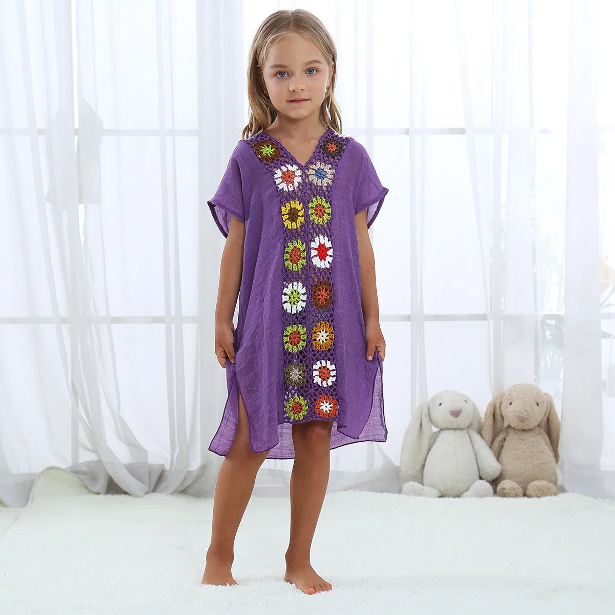 

New Fashion 2019 Summer Kids Dresses For Kids Girls Short Sleeve Lace Princess Dress Folk Style Flower Patten Casual Dress