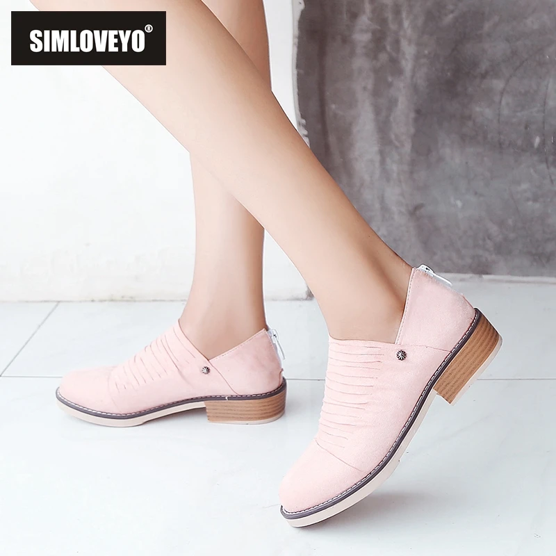 

SIMLOVEYO Women's flats Ladies spring summer cutout shoes Female Round toe Flat Black Pink plus size 46 footwear 2019