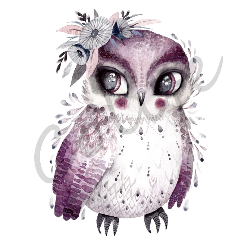 Cute Owl Clothing Stickers DIY Patches Iron-on Transfers A-level Washable Appliques Accessory Decoration 17x24cm1