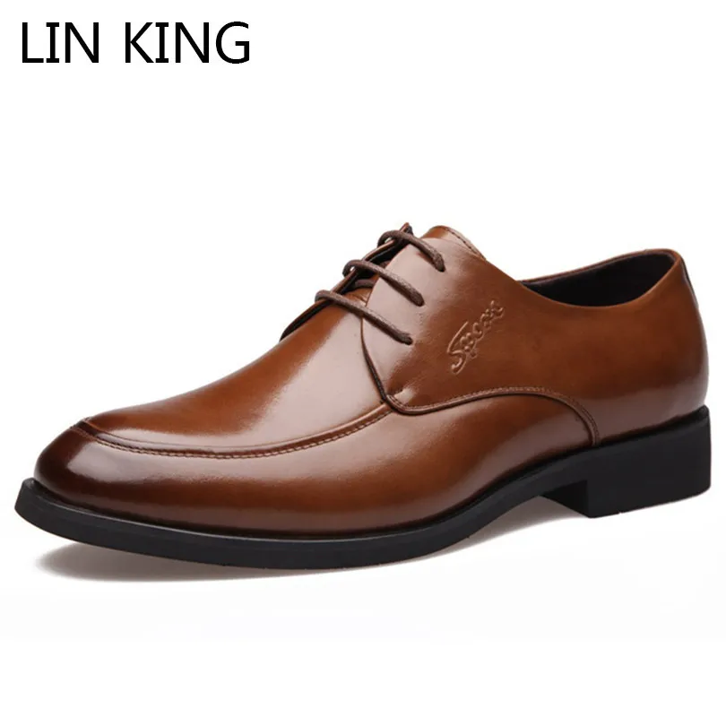 LIN KING/Новинка; большие размеры 47; дышащая мужская повседневная обувь на шнуровке; полуботинки из натуральной кожи; мужская деловая обувь для офиса