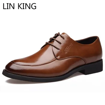 

LIN KING New Big Size 47 Breathable Men Casual Shoes Lace Up Low Top Genuine Leather Oxford Shoes Man Business Office Work Shoes