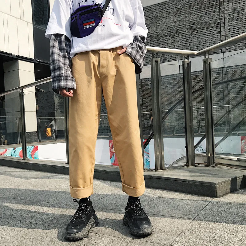 2018 Autumn New Men's Fashion Tide Wide Leg Pants Elastic