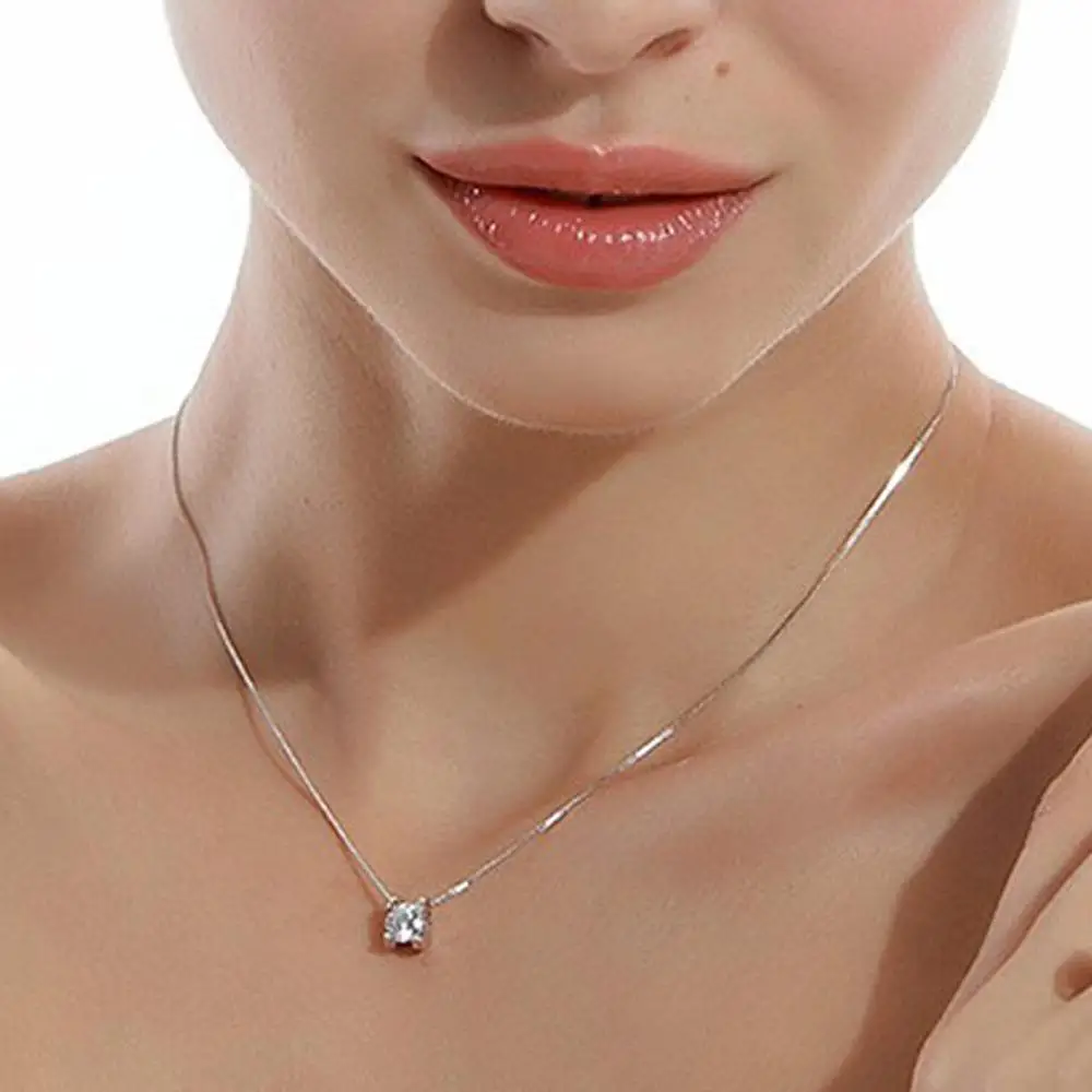 

Women Rhinestone Pendant Necklace Silver Plated Jewelry Accessories