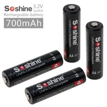 4 unids/set Soshine 3,2 V LiFePO4 batería AA 14500 pilas recargables con la caja de batería y conectores