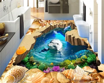 

beibehang papel de parede 3d wallpaper Fashion Premium Decorative Wall paper Fantastic Personality Beach Cute Dolphin 3D Floor