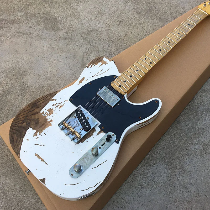 Тяжелая Реликвия Электрогитара Telecaster Электрогитара 6 струн Elm тела клен шеи Любой цвет