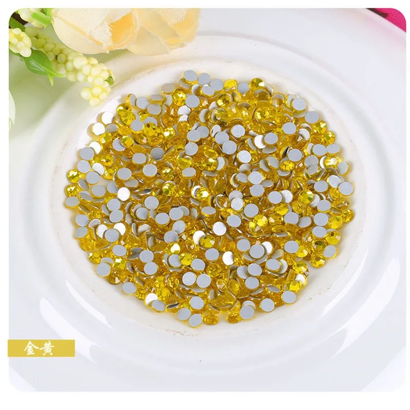 

SS3-SS34 Crystal Citrine Yellow Non Hotfix Flatback Rhinestones Strass Sewing Fabric Garmen Nails 3D Nail Art Decoration Gems