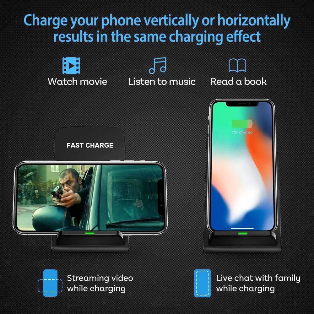 FDGAO 10 Вт Быстрое беспроводное зарядное устройство для iPhone X XS MAX XR 8 Plus Qi Индукционная зарядная док-станция Подставка быстрое зарядное устройство для samsung S9 S8