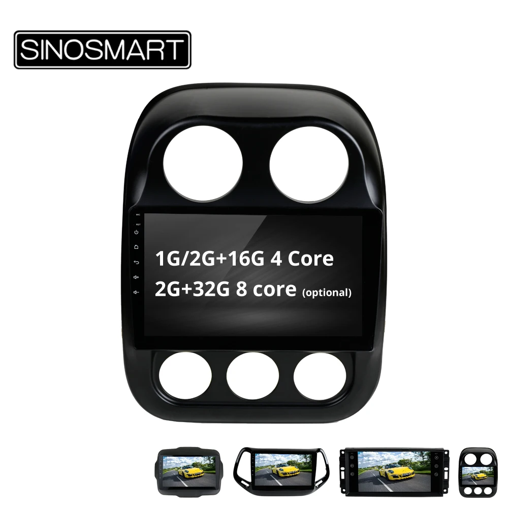 Clearance SINOSMART 4 Core/8 Core CPU 2G RAM Android 8.1 Car GPS Navigation Player for Jeep Compass Wrangler Renegade Patriot Cherokee 0