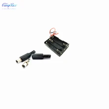 100Pcs 3xAAA Battery Case Holder Socket Wire Junction Boxes With 15cm Wires, 5.5/2.1 DC Plug
