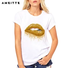 AMEITTE летние топы с золотыми губами и желтыми губами, футболки с круглым вырезом и коротким рукавом, женские футболки, универсальные белые футболки