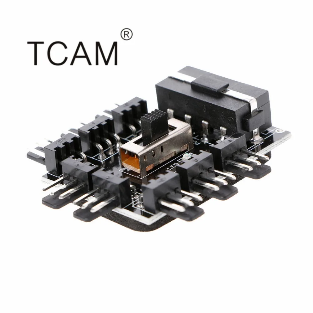 

PC IDE Molex 1 To 8 Way Splitter Cooling Fan Hub 3-Pin 12V Power Socket PCB Adapter
