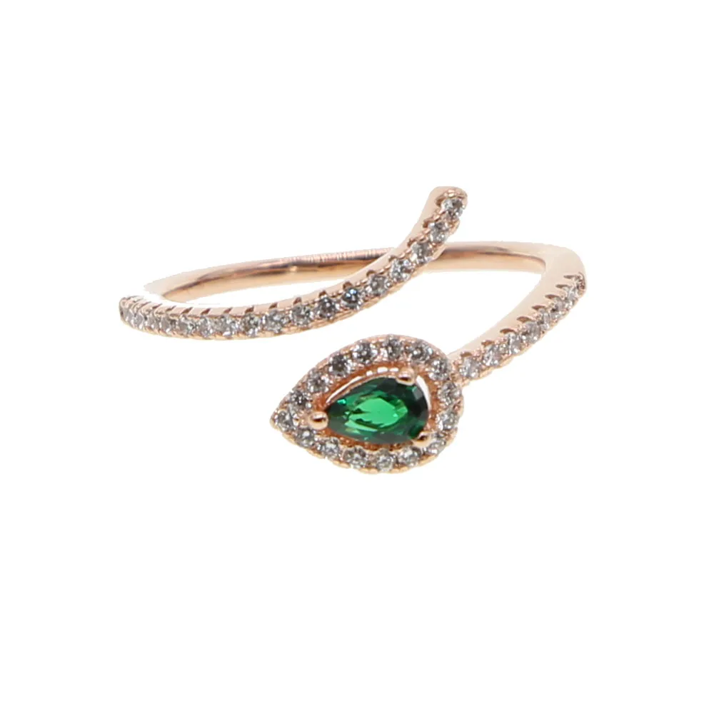 Регулируемые кольца, высокое качество, ювелирное изделие, слеза, камень по месяцу рождения, зеленый, синий, красный, белый, в форме груши, открытое регулируемое кольцо на кончик пальца
